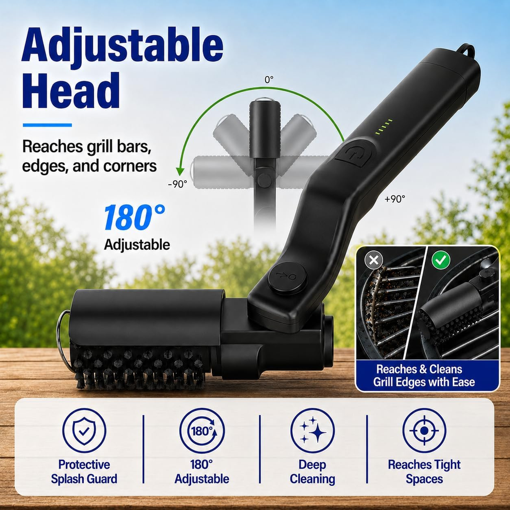 Electric Grill Brush, 3 Speed BBQ Cleanup 180° Adjustable