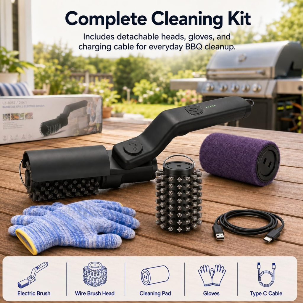 Electric Grill Brush, 3 Speed BBQ Cleanup 180° Adjustable