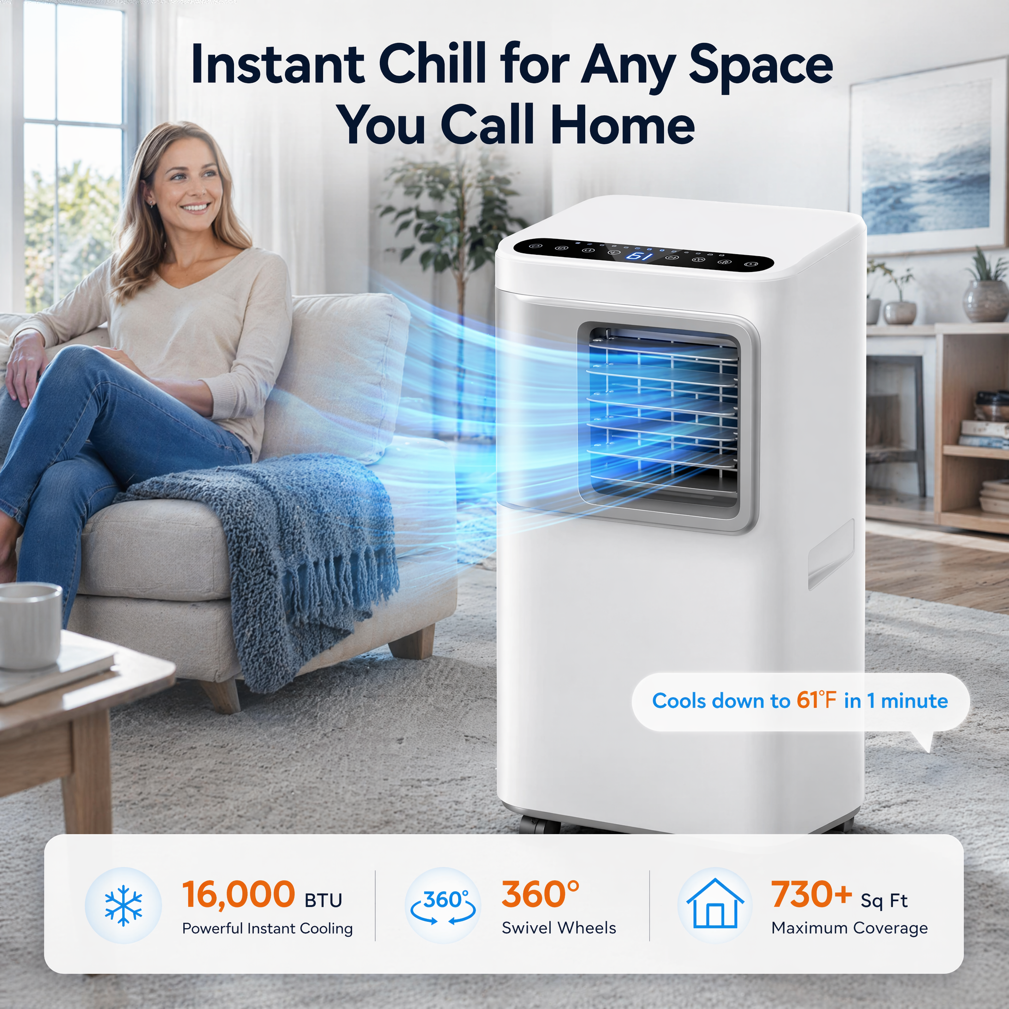 Portable Air Conditioning - Smart AC Unit with WiFi/Remote Control